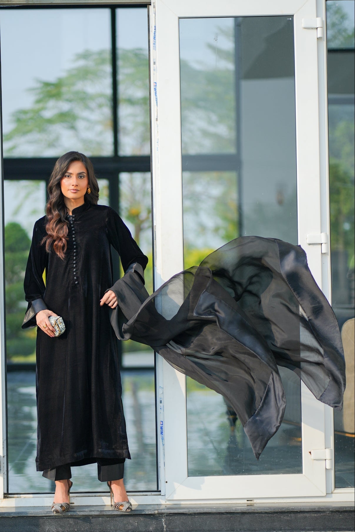 Black Velvet Kurta Set